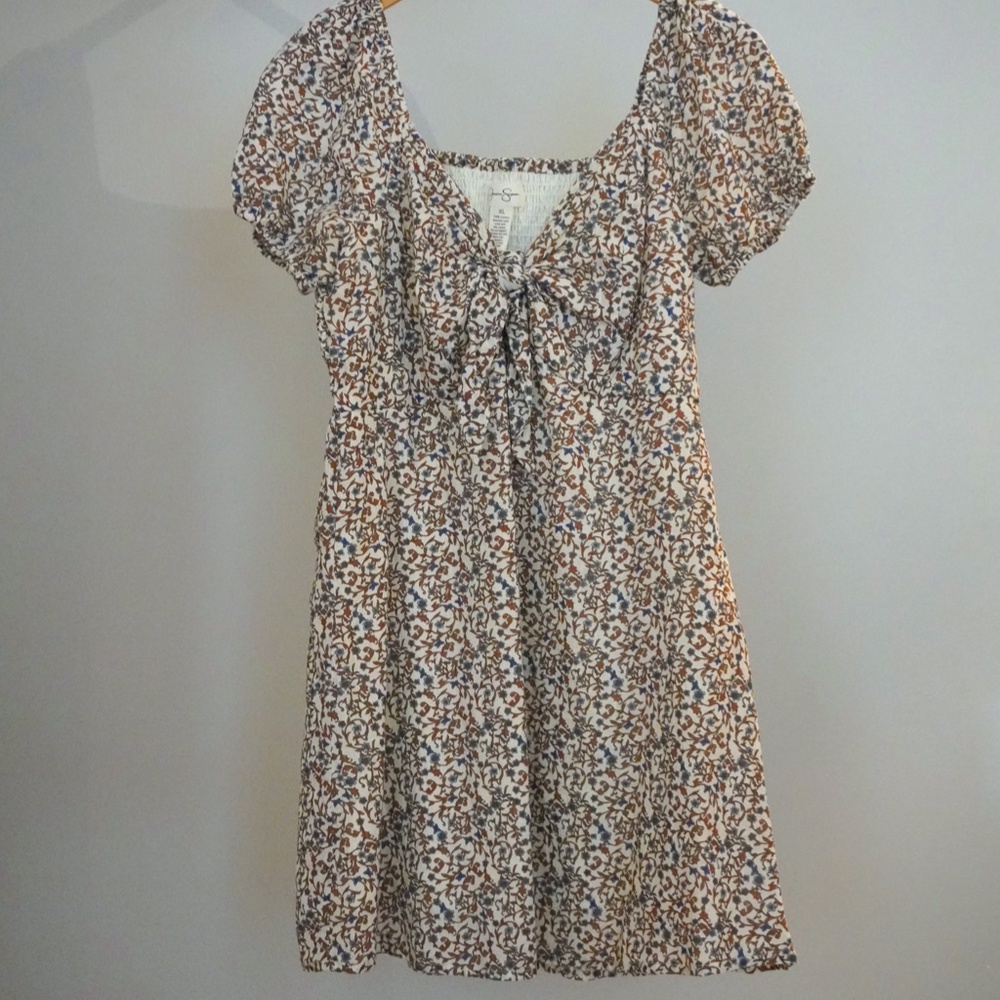 Jessica Simpson Floral Tie-Front Mini Dress - Size XL